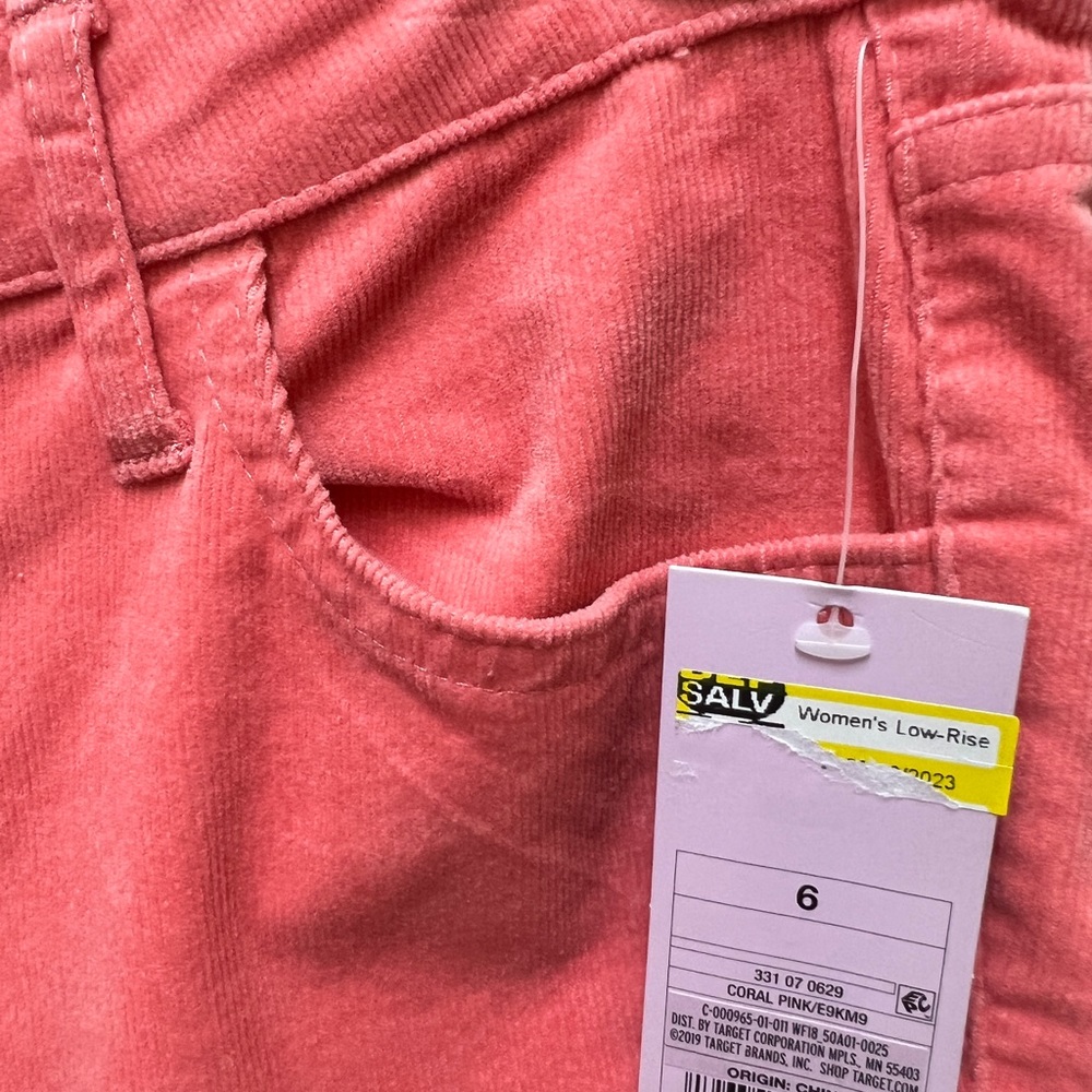 🪸 NWT! Low Rise Coral Pink Corduroy Flare Pants - Picture 8 of 9